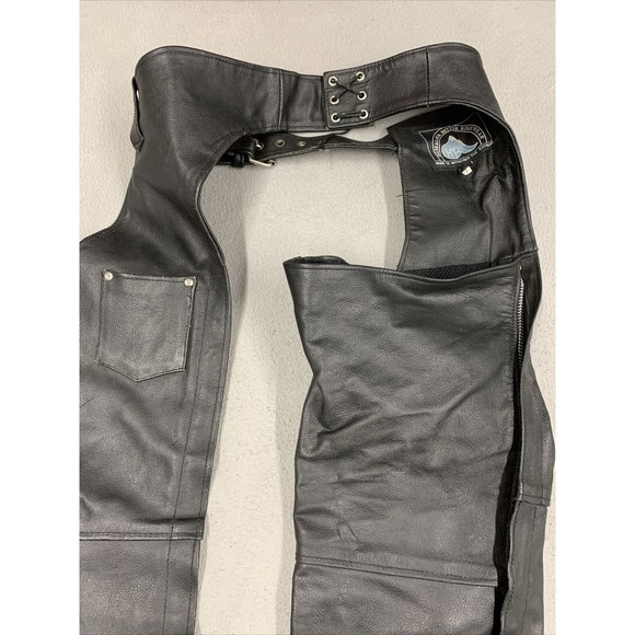 Himalaya Motor Bike Wear Chaps Mens Size Medium Motorcycle Riding Bikers Black - Picture 9 of 16